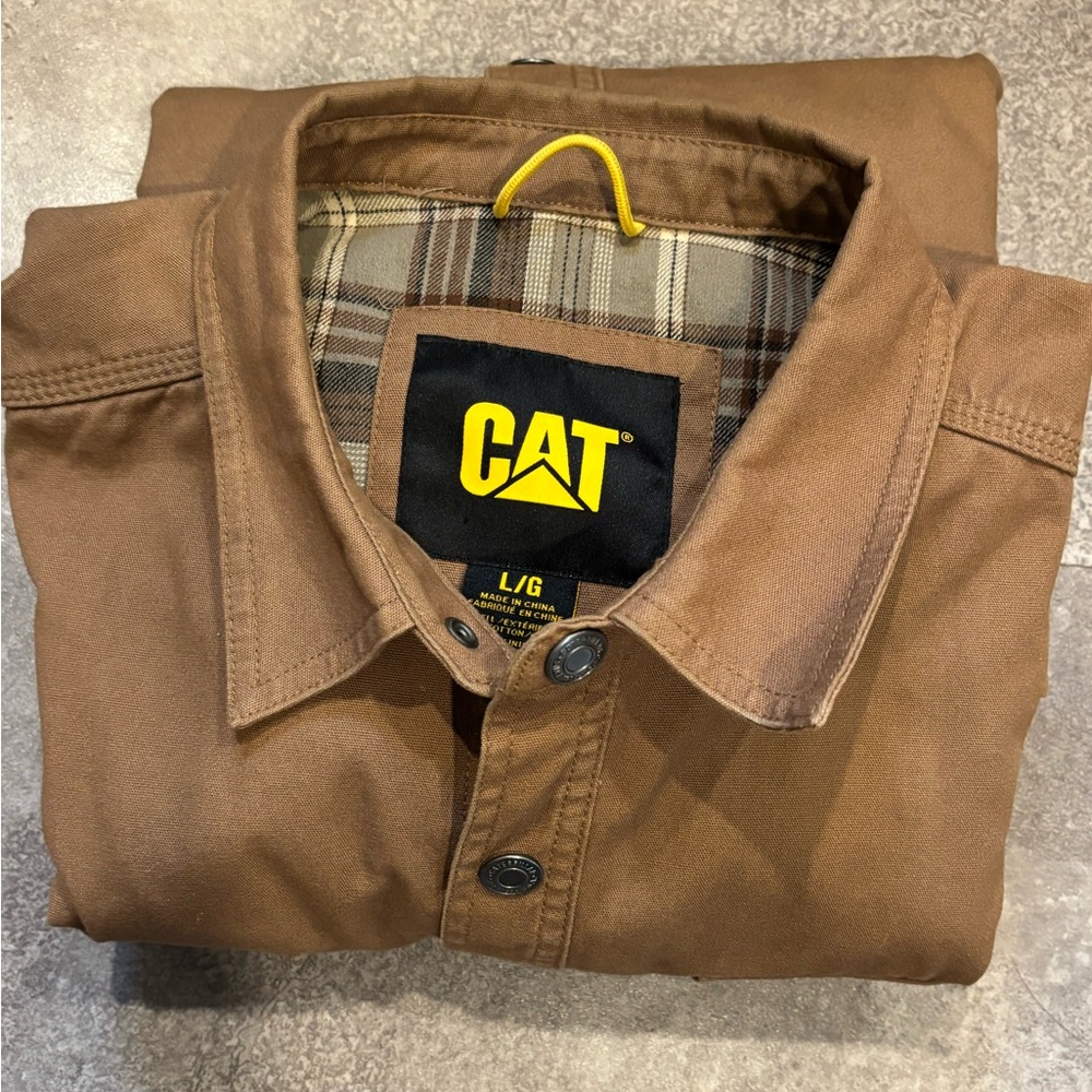 CAT Caterpillar Brown Casual dome fasteners  Shirt plaid lining